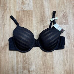 MAIDENFORM T-SHIRT BRA WIRED SIZE 40D BLACK MESH LIGHTLY LINED NEW